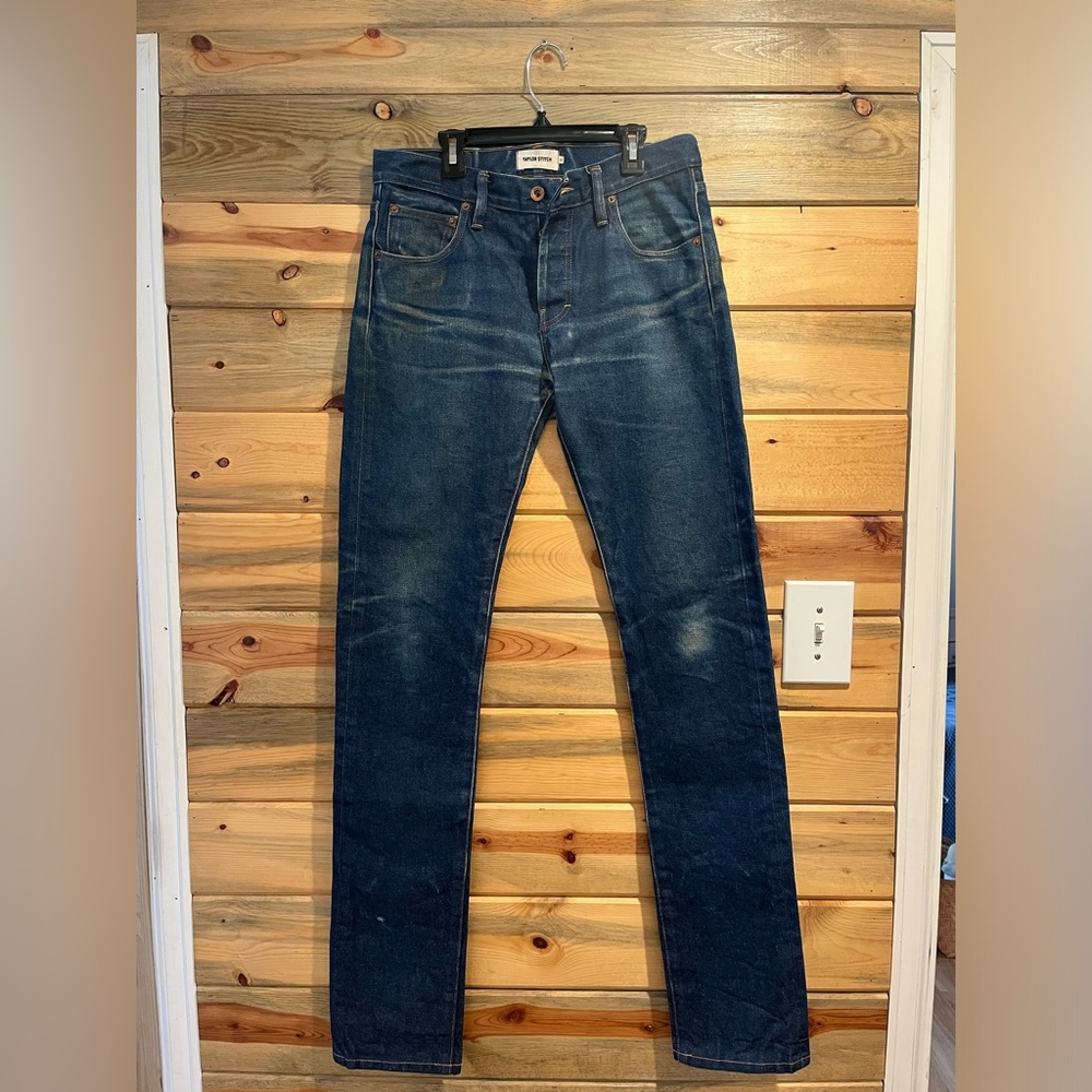Taylor Stitch white oak cone raw denim blue jeans